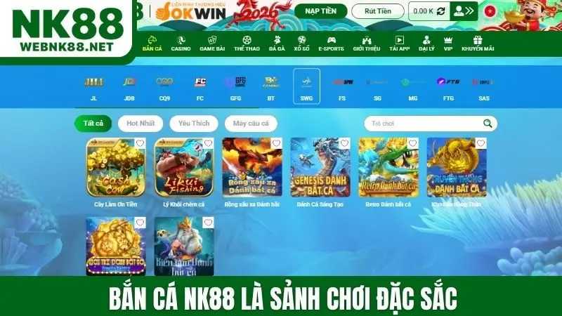 Bắn cá NK88 là sảnh chơi đặc sắc
