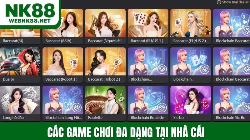 Các game chơi đa dạng tại nhà cái