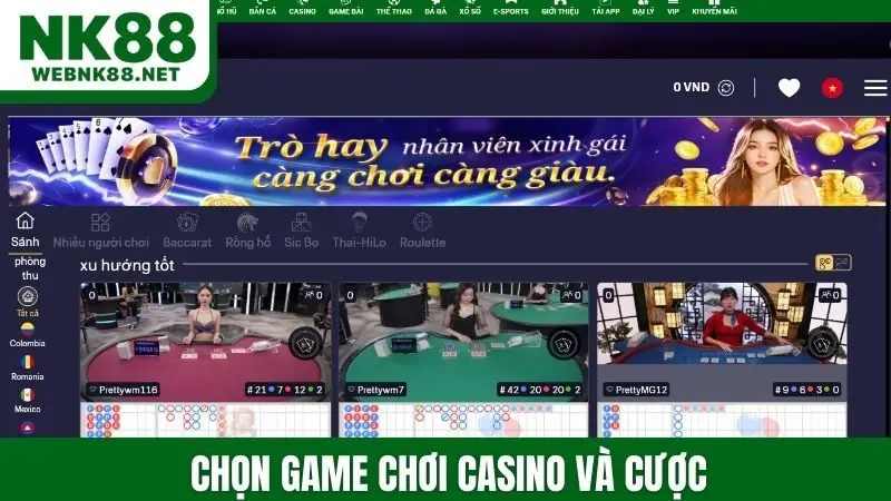 Chọn game chơi casino và cược