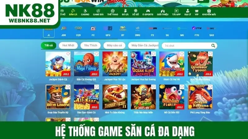 Hệ thống game săn cá đa dạng