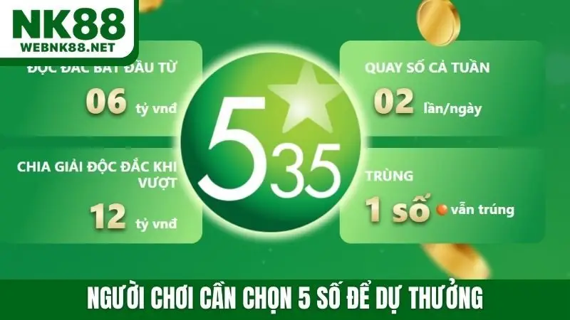 Người chơi cần chọn 5 số để dự thưởng