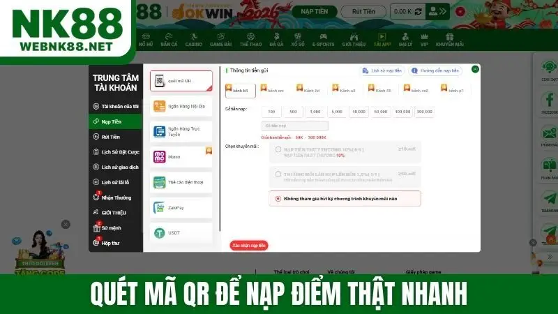 Quét mã QR để nạp điểm thật nhanh