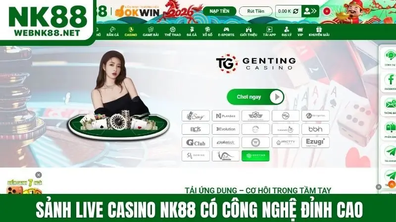 Sảnh live casino NK88 có công nghệ đỉnh cao
